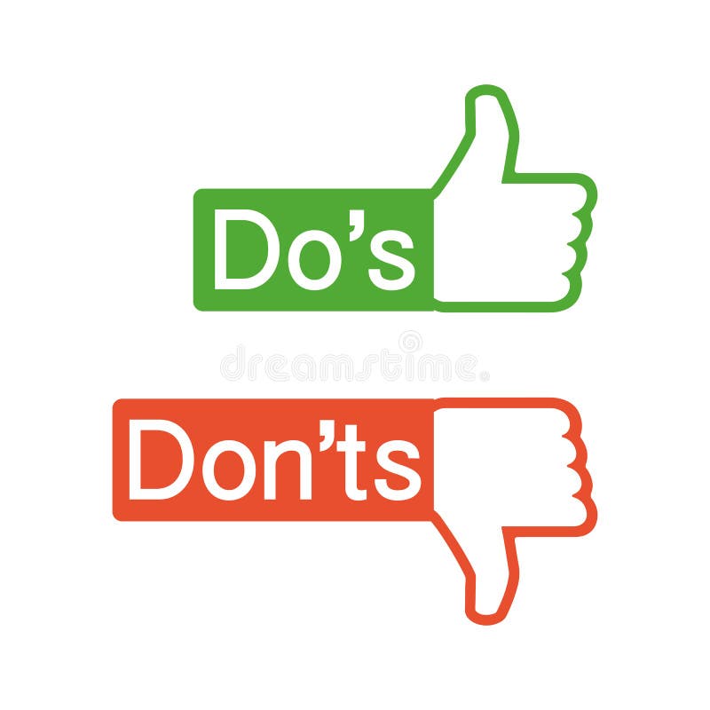 Do`s and Don`ts like thumbs up or down. flat simple thumb up symbol minimal round logotype element set graphic design isolated on white. Vector stock illustration. Do`s and Don`ts like thumbs up or down. flat simple thumb up symbol minimal round logotype element set graphic design isolated on white. Vector stock illustration.