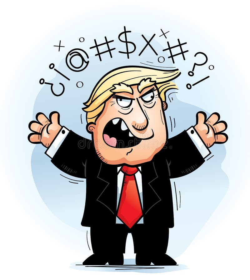 Сердитый выкрикивать Дональд Трамп шаржа иллюстрация штока