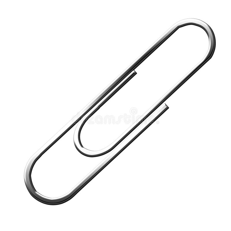 Silver paperclip isolated on white background. Silver paperclip isolated on white background