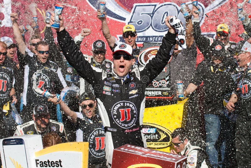 Driver Kevin Harvick in Victory Lane. Thousands of fans witnessed one of the closest finishes ever in NASCAR racing history at the Good Sam 500 at Phoenix International Raceway. Kevin Harvick barely edged out Carl Edwards by 0.010 of a second for the win. Driver Kevin Harvick in Victory Lane. Thousands of fans witnessed one of the closest finishes ever in NASCAR racing history at the Good Sam 500 at Phoenix International Raceway. Kevin Harvick barely edged out Carl Edwards by 0.010 of a second for the win.