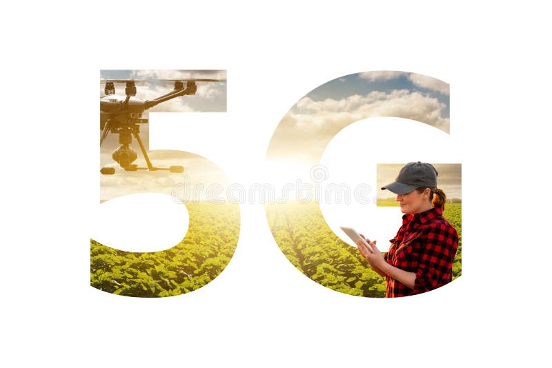 Сеть 5g беспилотных летательных аппаратов для контроля стоковое фото
