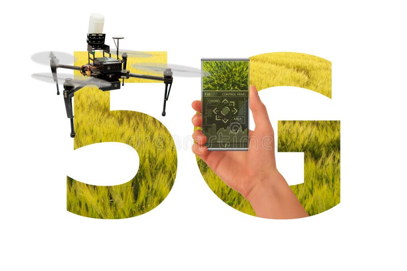 Сеть 5g беспилотных летательных аппаратов для контроля стоковая фотография