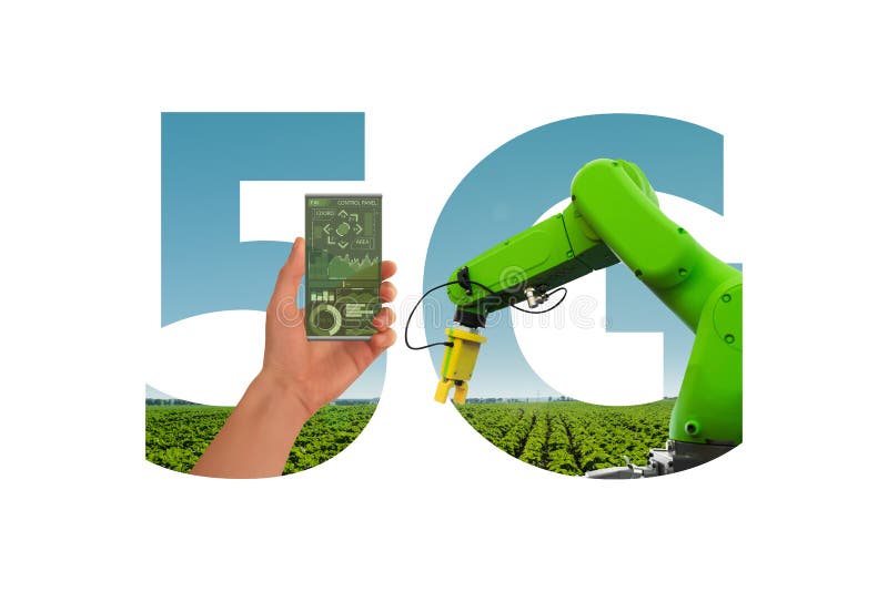 Сеть 5g роботу управления в области ферме