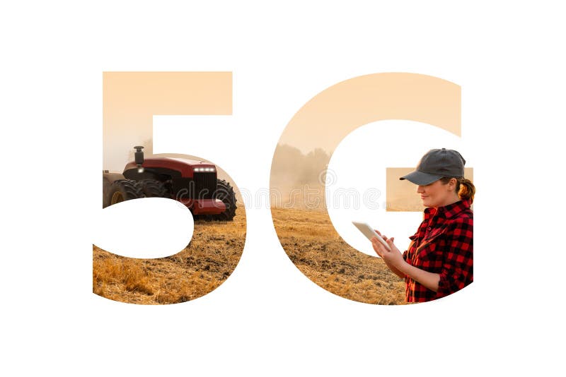 Сеть 5g трактора для автономного контроля стоковое изображение rf