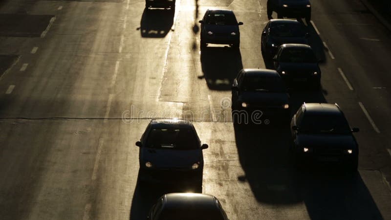 Силуэт улицы автомобилей затора движения акции видеоматериалы
