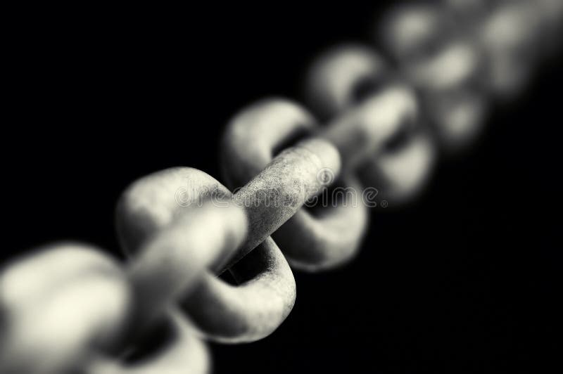 Strong chain black background concept abstract single linked. Strong chain black background concept abstract single linked.