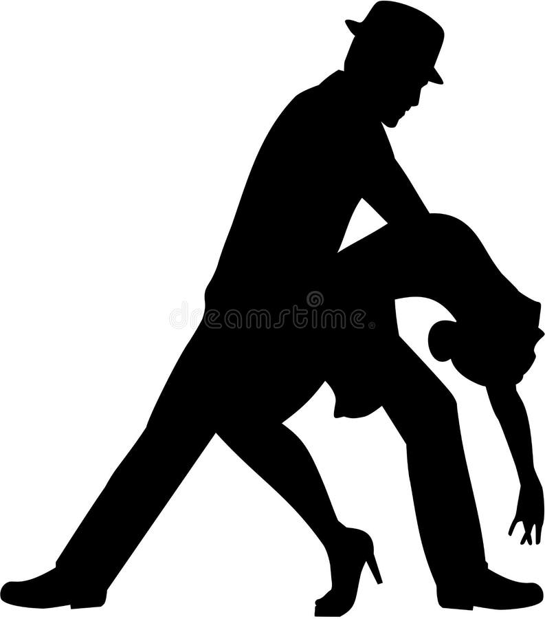 Силуэт танцующей пары сальсы иллюстрация вектора