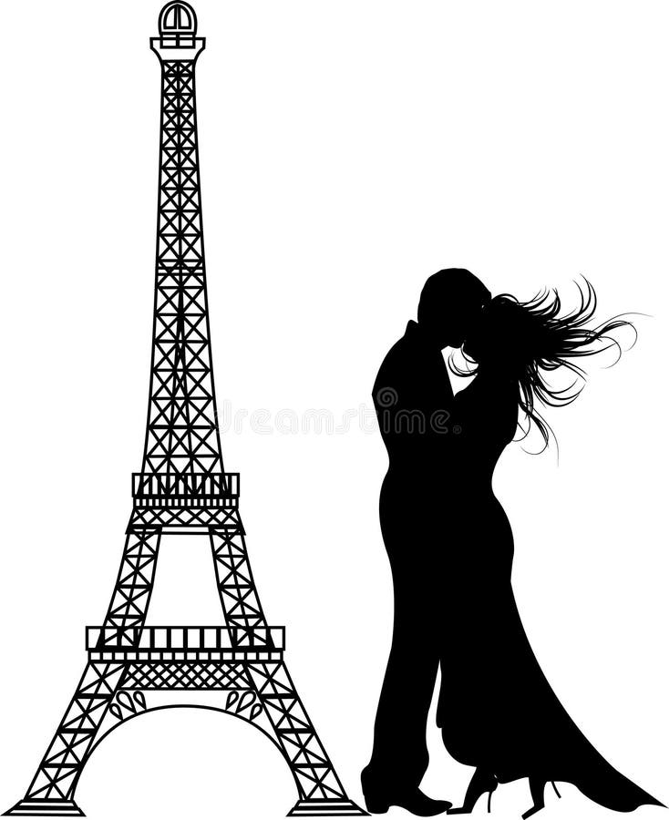 силуэт романс paris иллюстрация вектора силуэт романс paris иллюстрация вектора