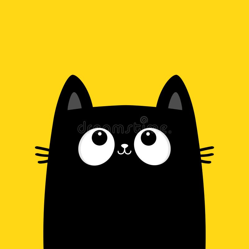 Силуэт стороны котенка черного кота, главный смотрит вверх. Животное kawaii. Симпатичный персонаж мультфильма ребенка. Шаблон печа иллюстрация вектора