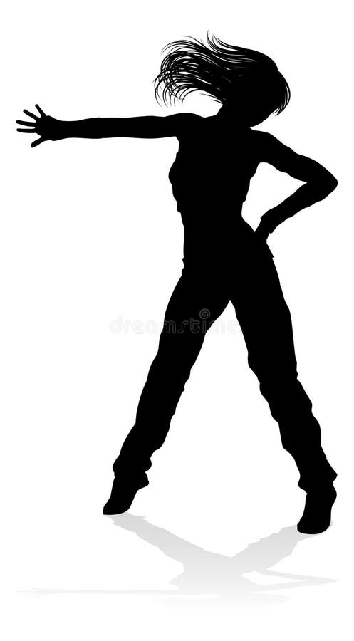 A woman street dance hip hop dancer in silhouette. A woman street dance hip hop dancer in silhouette