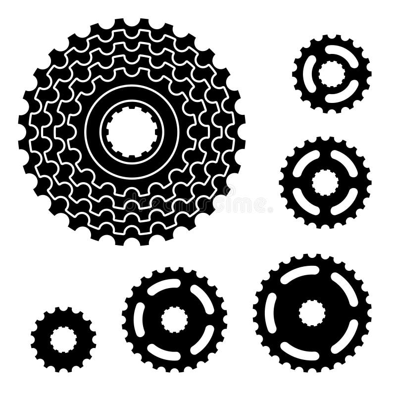 Символы цепного колеса cogwheel шестерни велосипеда иллюстрация штока Символы цепного колеса cogwheel шестерни велосипеда иллюстрация штока