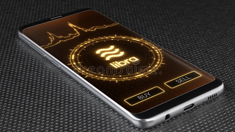 Символ cryptocurrency Libra на мобильном экране приложения Диаграмма цены, покупает и продает кнопки : иллюстрация вектора Символ cryptocurrency Libra на мобильном экране приложения Диаграмма цены, покупает и продает кнопки : иллюстрация вектора