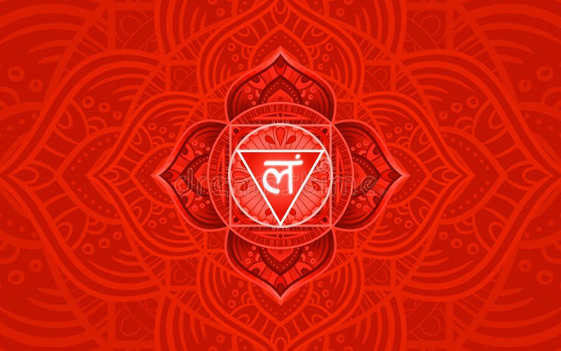 Символ muladhara корневую чакру. Красочная мандала. Иллюстрация вектора бесплатная иллюстрация
