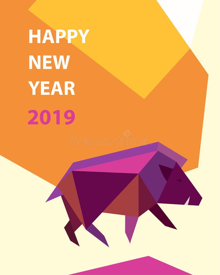 Символ хряка земли китайца С Новым Годом! 2019 Gre приглашения иллюстрация вектора Символ хряка земли китайца С Новым Годом! 2019 Gre приглашения иллюстрация вектора