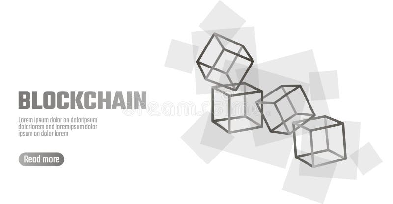 Символ цепи куба Blockchain на данных по потока информации квадратного кода больших Стиль представления серой белизны нейтральный бесплатная иллюстрация