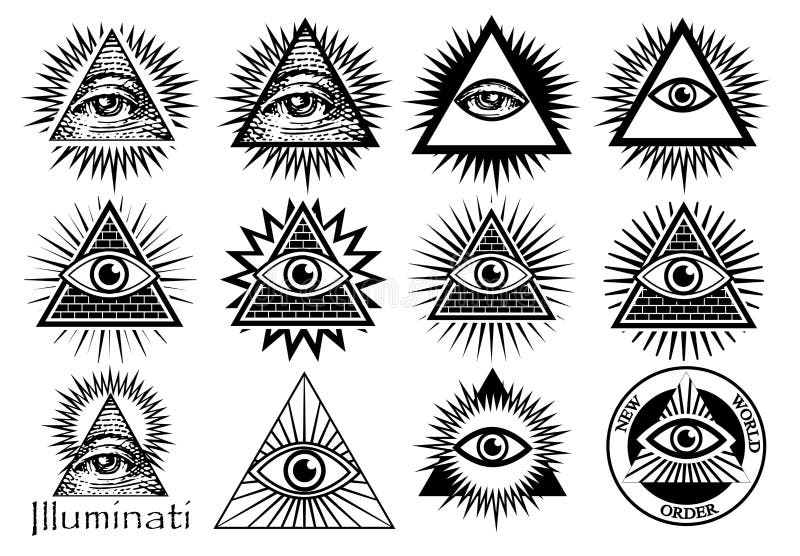 Символы Illuminati, masonic знак, полностью видя глаз бесплатная иллюстрация Символы Illuminati, masonic знак, полностью видя глаз бесплатная иллюстрация