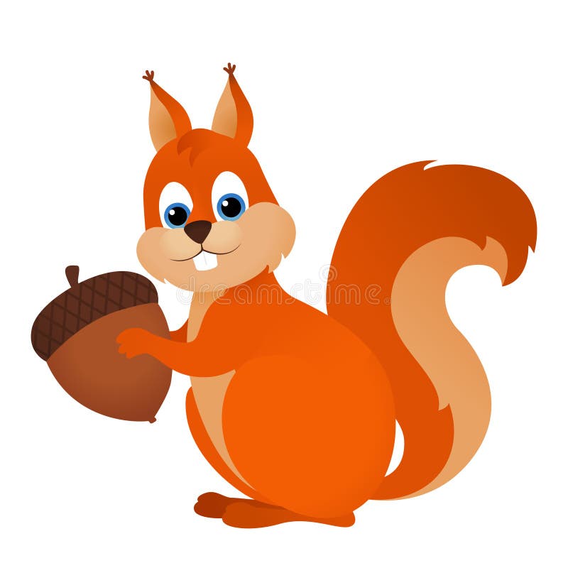 Симпатичная белка мультфильма с орехом Иллюстрация вектора ...