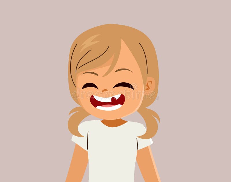 Симпатичная Веселая Карикатура, На Которой Девушка С Гордостью Показывает Пропавший Передний Зуб иллюстрация штока