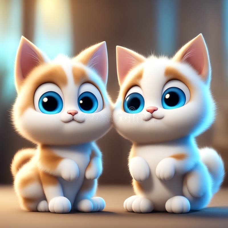 симпатичная пара кошек играет иконка мультфильма иллюстрация штока