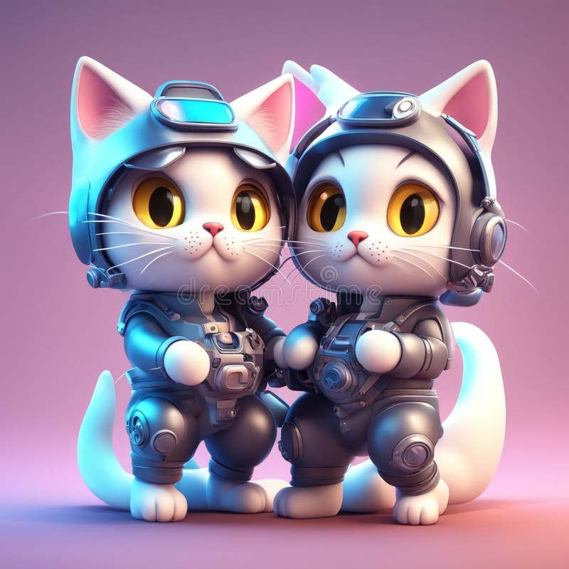 симпатичная пара кошек играет иконка мультфильма бесплатная иллюстрация