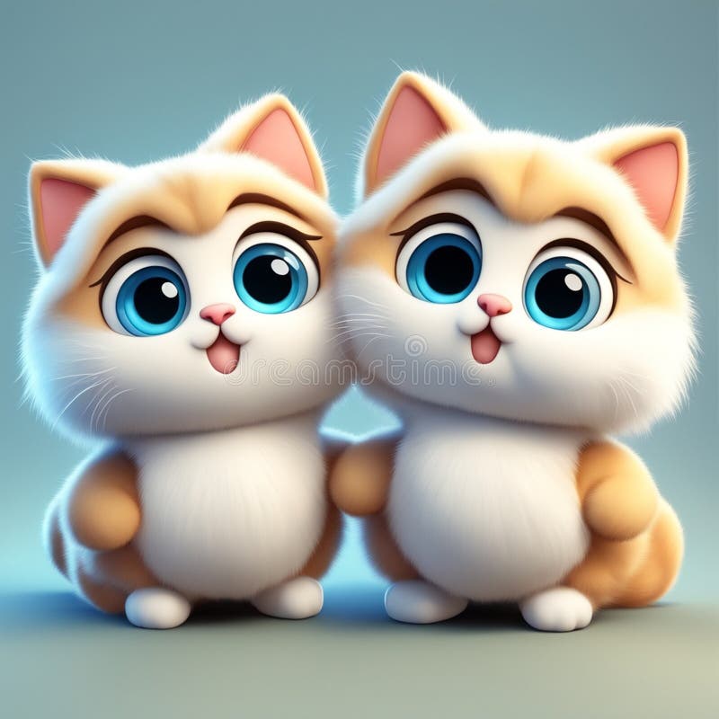 симпатичная пара кошек играет иконка мультфильма иллюстрация штока