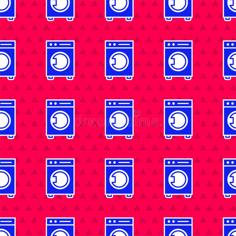 синий значок омывателя изолированный бесшовный узор на красном фоне. значок стиральной машины. стиральная машина иллюстрация штока