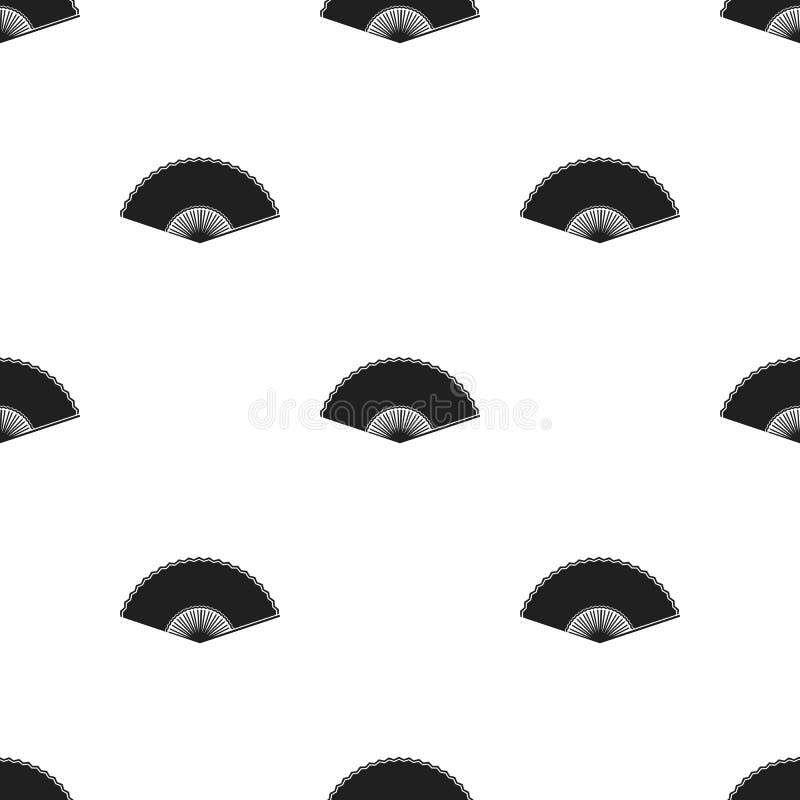 Складывая значок вентилятора в черном стиле изолированный на белой ...