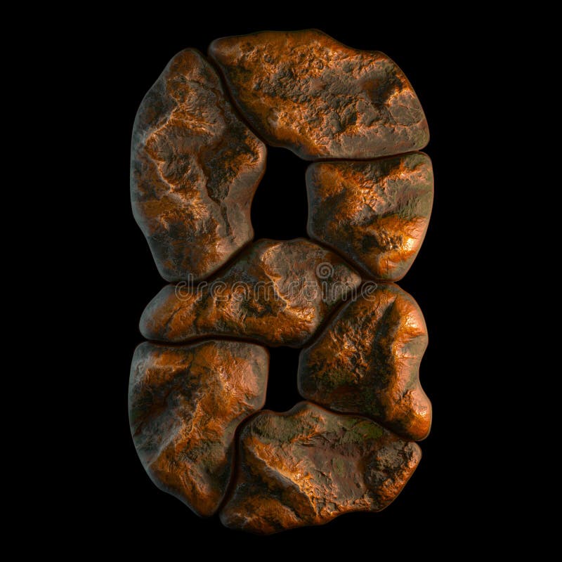 Скалистый 8. Шрифт камня в изоляции на черном фоне 3d бесплатная иллюстрация