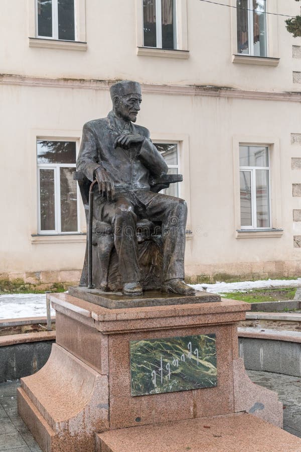 Kutaisi, Georgia - March 17, 2022: Sculpture of Ekvtime Takaishvili. Taqaishvili was a Georgian historian, archaeologist and public benefactor. Kutaisi, Georgia - March 17, 2022: Sculpture of Ekvtime Takaishvili. Taqaishvili was a Georgian historian, archaeologist and public benefactor