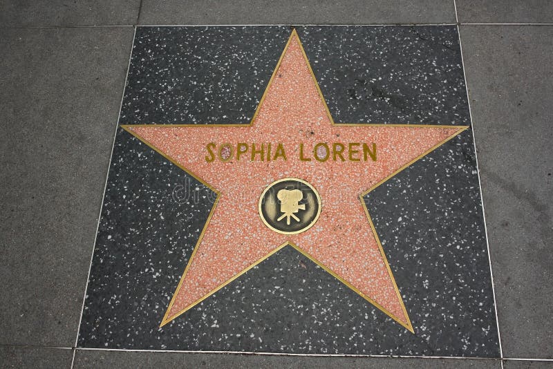 The Sophia Loren Hollywood Walk of Fame star on the Hollywood Boulevard in Los Angeles, California. The Sophia Loren Hollywood Walk of Fame star on the Hollywood Boulevard in Los Angeles, California