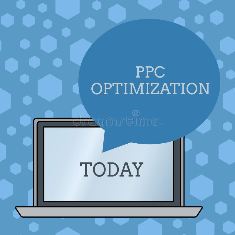 Слово писать оптимизирование Ppc текста Концепция дела для повышения платформы поисковой системы для оплаты в круг щелчка бесплатная иллюстрация