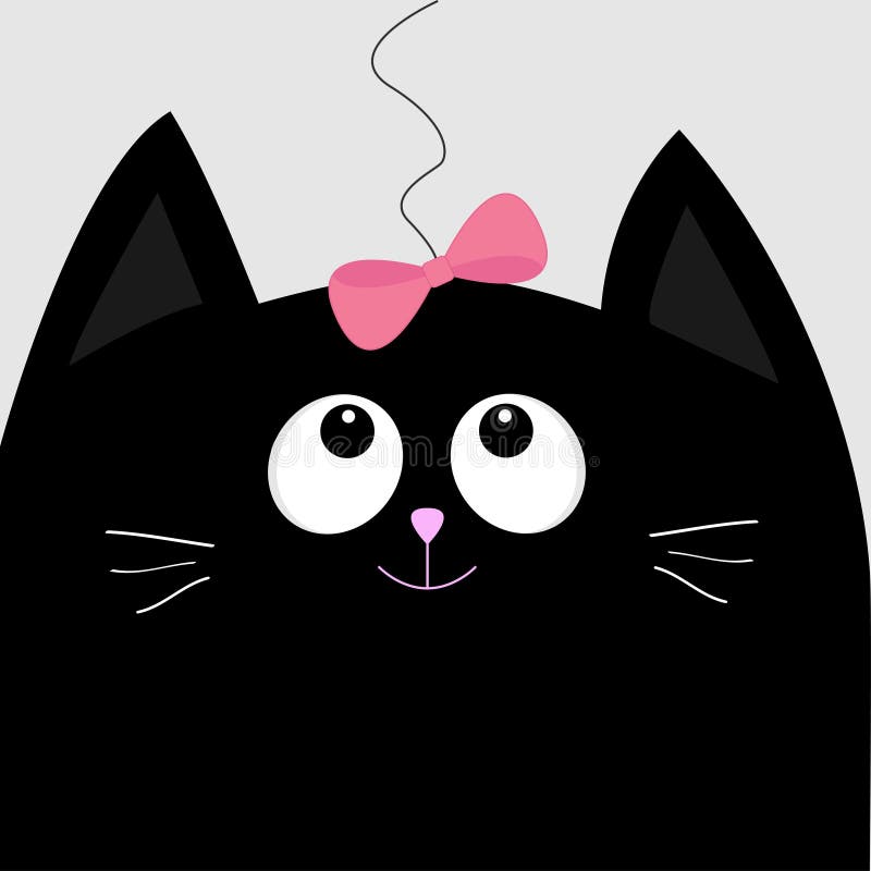 Смертная казнь через повешение смычка черного кота головная смотря розовая на потоке Милый персонаж из мультфильма Карточка собра иллюстрация штока