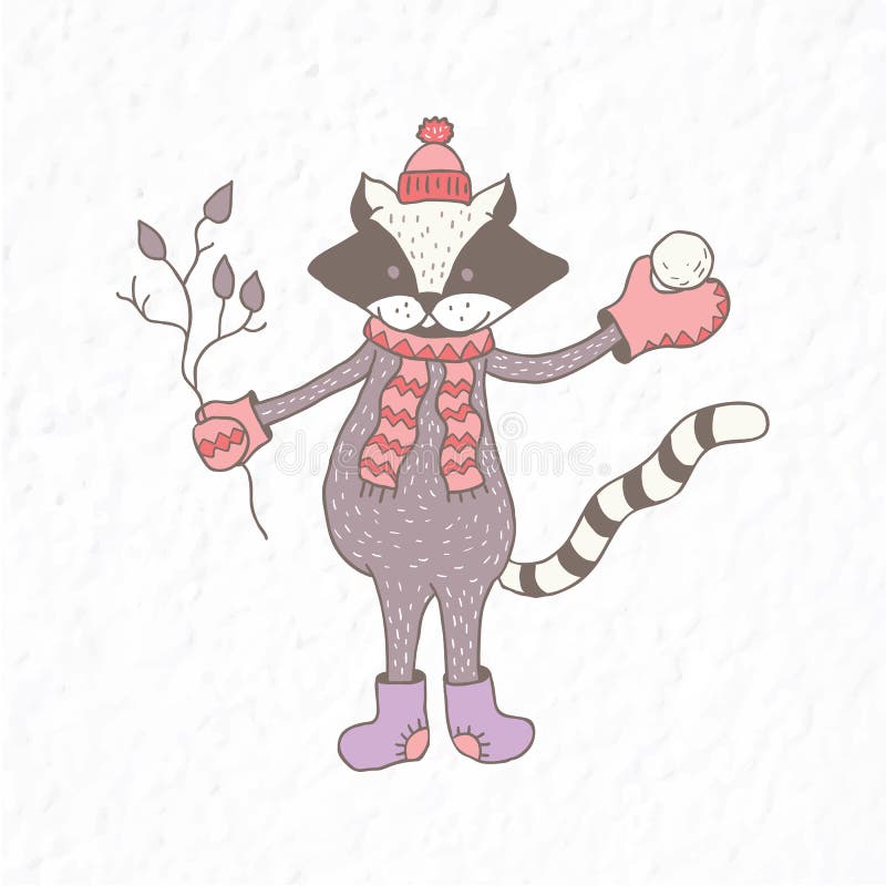 смешной raccoon Искусство питомника Минималистский скандинавский стиль иллюстрация штока
