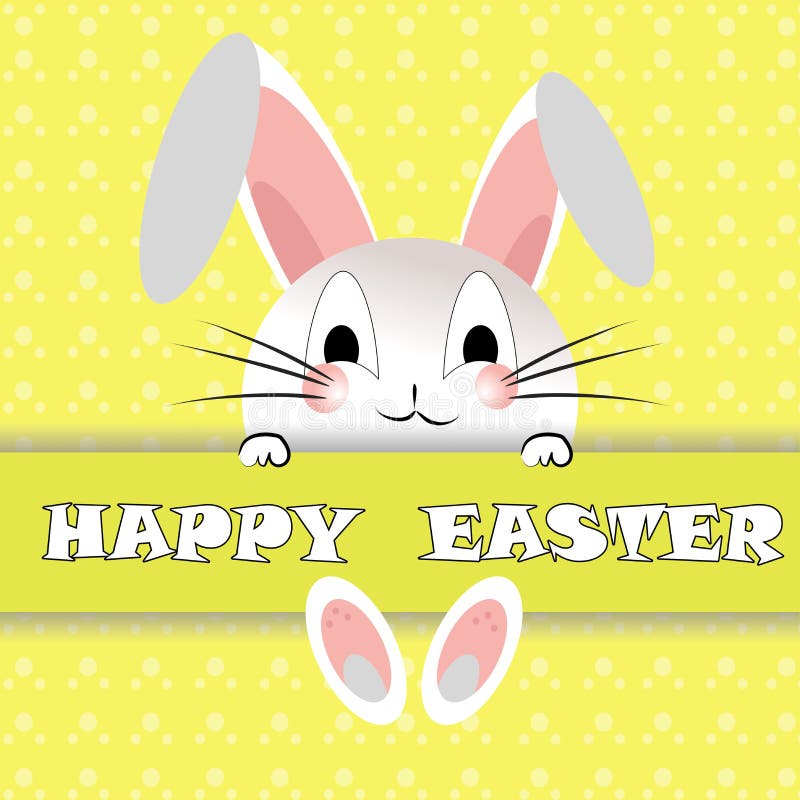 Смешной кролик, знак пасхи baner счастливый easterHappy с персонажем из мультфильма кролика зайчика иллюстрация вектора