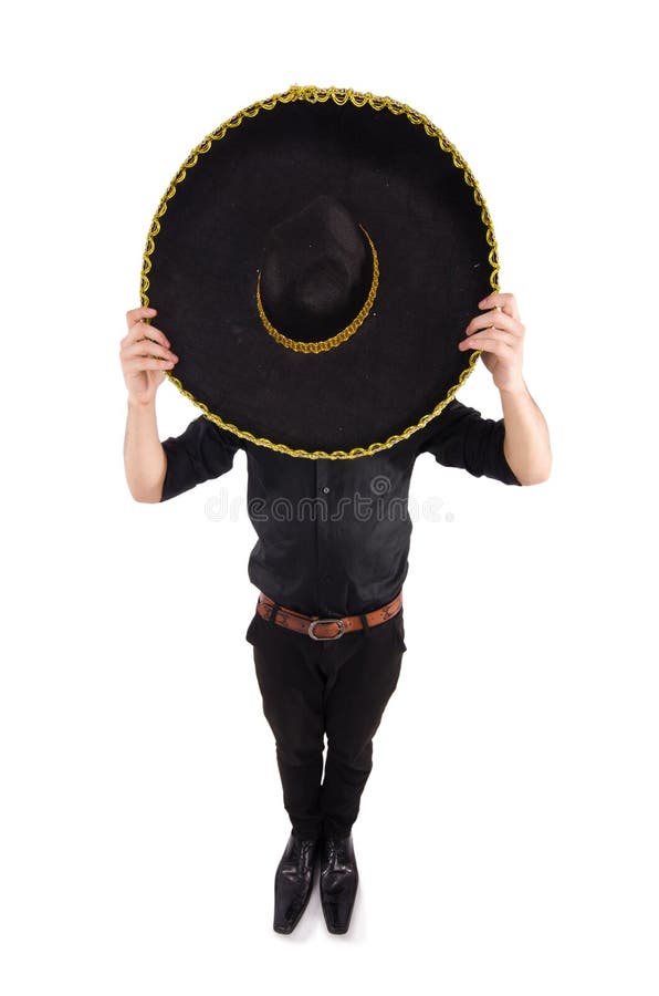 Смешной человек нося мексиканскую шляпу sombrero стоковое фото Смешной человек нося мексиканскую шляпу sombrero стоковое фото