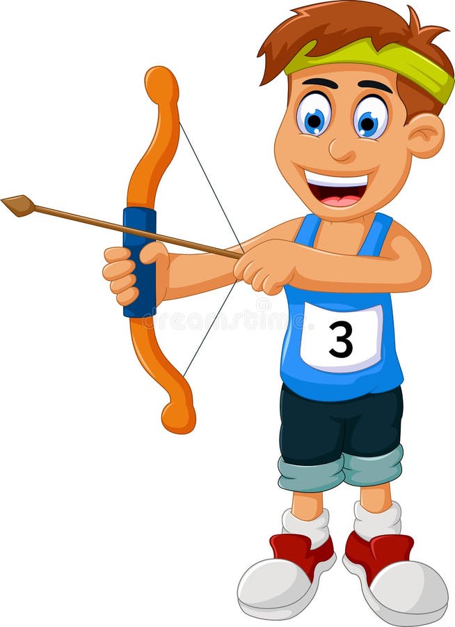 Смешной шарж мальчика резвится archery иллюстрация штока Смешной шарж мальчика резвится archery иллюстрация штока