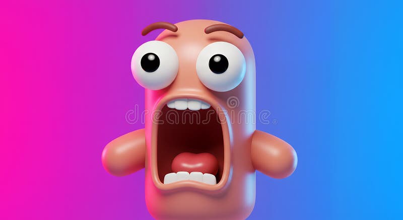 Смешной шокированный персонаж мультфильма. Изометрический 3D иллюстрация штока