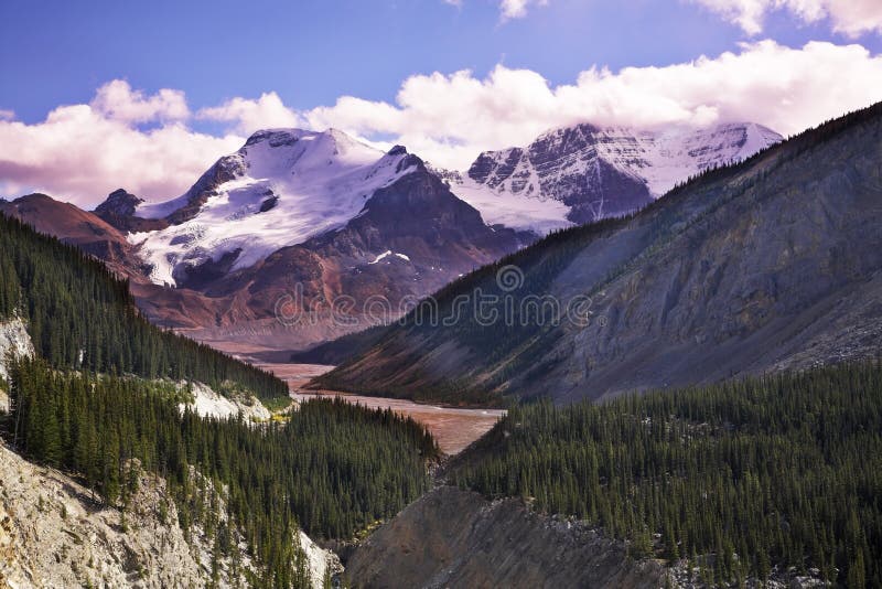 Majestic mountain landscape, glaciers and the snow slopes shined by the sun. Majestic mountain landscape, glaciers and the snow slopes shined by the sun