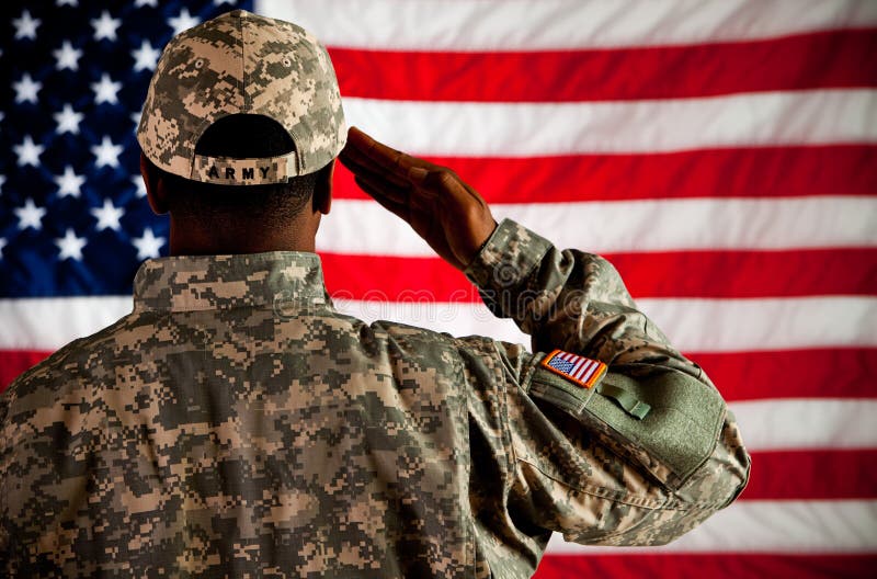 Series with an anonymous African-American soldier on a United States Flag background. Series with an anonymous African-American soldier on a United States Flag background.