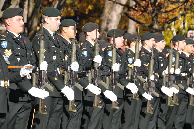 MONTREAL CANADA NOVEMBER 6 :Canadians soldiers in uniform for the remembrance Day on November 6, 2011, Montreal, Canada. The day was dedicated by King George V on 7-11-19 as a day of remembrance. MONTREAL CANADA NOVEMBER 6 :Canadians soldiers in uniform for the remembrance Day on November 6, 2011, Montreal, Canada. The day was dedicated by King George V on 7-11-19 as a day of remembrance.