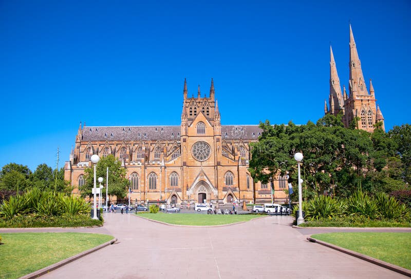 St. Mary`s cathedral with blue sky in Sydney ,Australia. St. Mary`s cathedral with blue sky in Sydney ,Australia