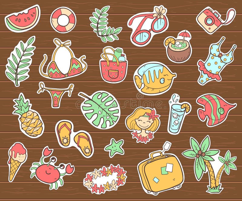 Собрание doodle вектора милое стикеров лета Vacati моря бесплатная иллюстрация Собрание doodle вектора милое стикеров лета Vacati моря бесплатная иллюстрация