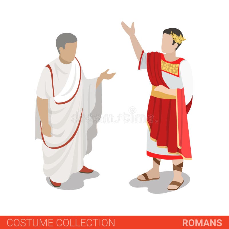 Roman Empire Caesar and Senator. Flat 3d isometric web site vector illustration. People in traditional costume collection. Roman Empire Caesar and Senator. Flat 3d isometric web site vector illustration. People in traditional costume collection.