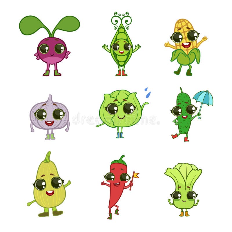 Собрание персонажей из мультфильма овощей