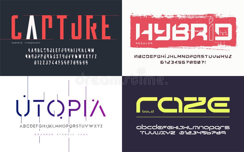 Collection of various trendy vector fonts, typefaces, alphabets. Collection of various trendy vector fonts, typefaces, alphabets.