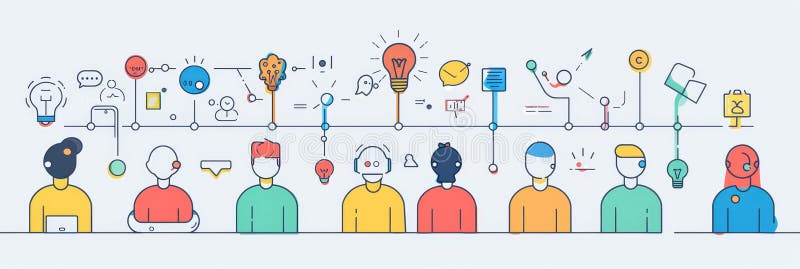 совместная инновация команда разного ума, работающая вместе над созданием идей. на этой иллюстрации изображена команда бесплатная иллюстрация