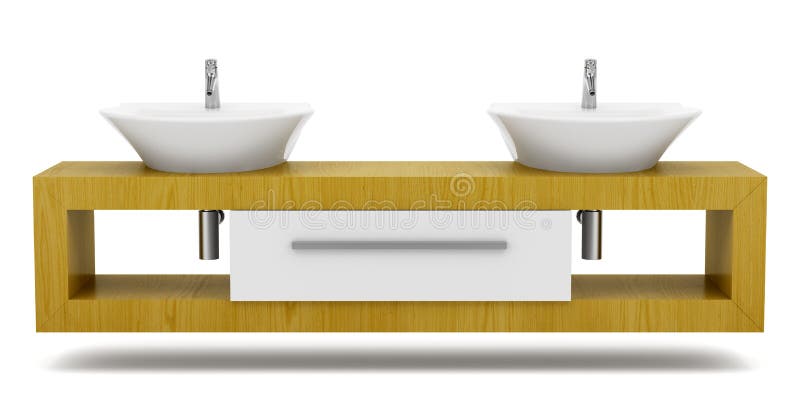 Современная двойная раковина ванной комнаты изолированная на белизне .