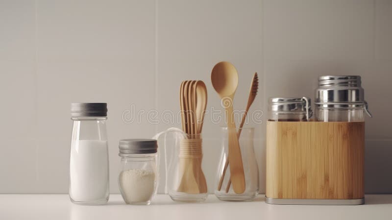 Set of reusable kitchen products: bamboo dishwasher brushes, glass containers and metal salt shakers on a neutral background. Everyday shopping with eco-consciousness, minimalist design, 4k resolution, no text, no inscriptions, no advertising --ar 16:9 --quality 0.5 --stylize 0 --v 5.2 Job ID: 3f9b88e8-a999-4744-a81a-d978b23f40ae AI generated. Set of reusable kitchen products: bamboo dishwasher brushes, glass containers and metal salt shakers on a neutral background. Everyday shopping with eco-consciousness, minimalist design, 4k resolution, no text, no inscriptions, no advertising --ar 16:9 --quality 0.5 --stylize 0 --v 5.2 Job ID: 3f9b88e8-a999-4744-a81a-d978b23f40ae AI generated