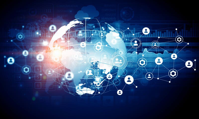 Современная предпосылка технологий соединения стоковое изображение rf