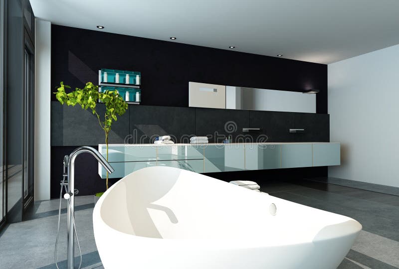 Интерьер ванной в черном цвете - 80 фото